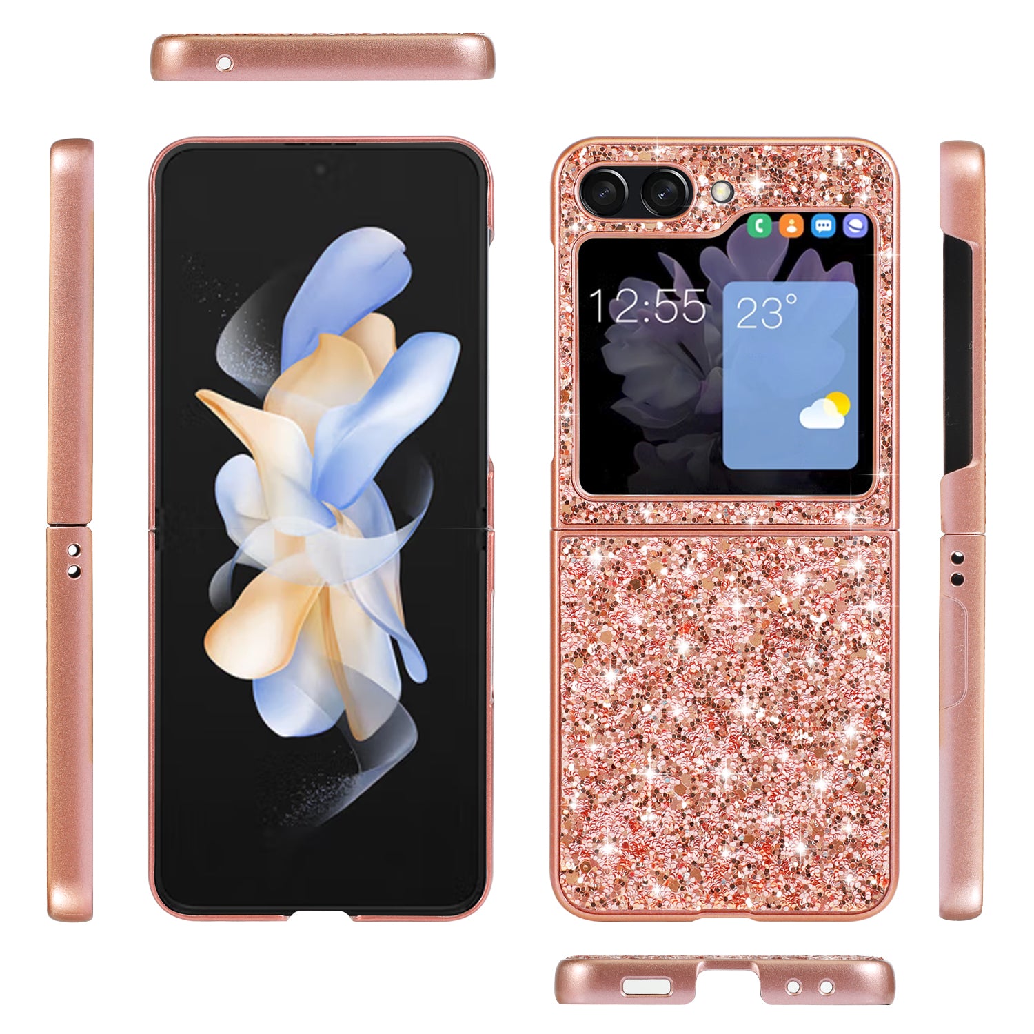 For Samsung Galaxy Z Flip5 5G Glitter Sequins Bling Case TPU Frame Back PC Electroplating Phone Cover For Samsung Galaxy Z Flip5 5G Glitter Sequins Bling Case TPU Frame Back PC Electroplating Phone Cover